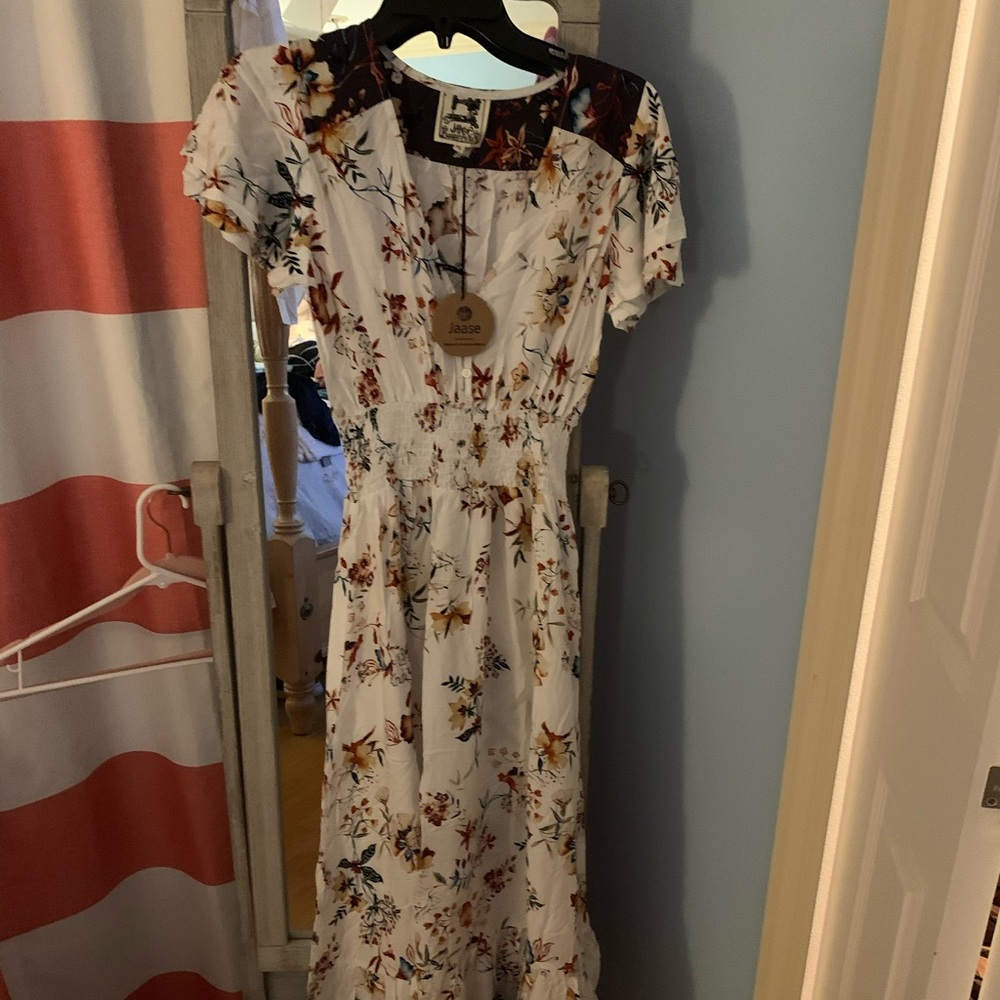 Jaase White and brown maxi dress